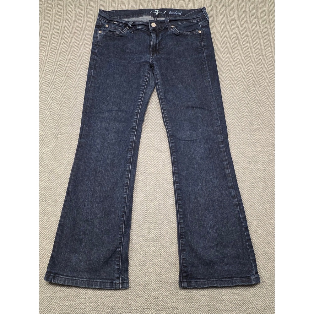 7 For All Mankind Womens Bootcut Jeans Dark Wash Squiggle Pocket Size 29